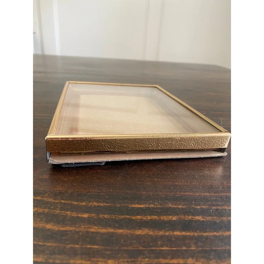 Gold Tone Textured Metal Beveled 5x7 Picture Frame Tabletop Wall Mount Vintage
